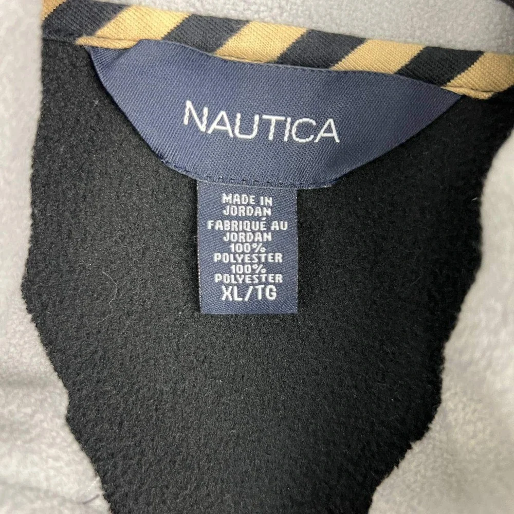 Nautica Sweater Men XL Black Fleece 1/4 Zip Pullover Logo Long Sleeve